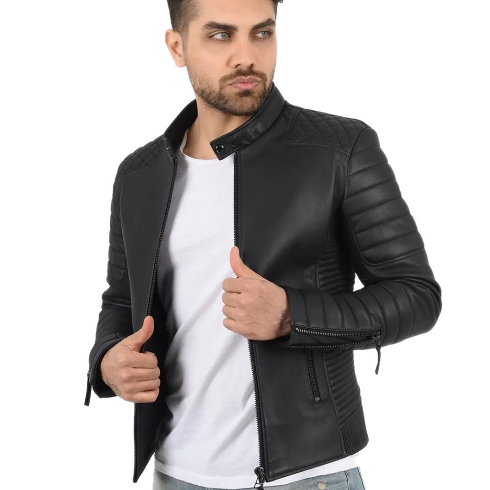 Men Brand New Leather Jacket - Lopez Black Hardware